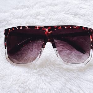 Kira Tortoise Brown & Clear Oversized Sunglasses